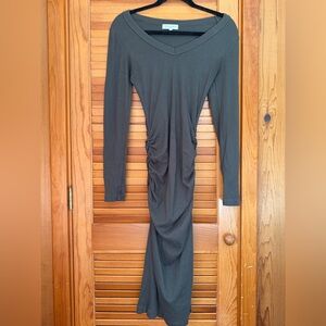 Green ruched Long Sleeve Dress size small